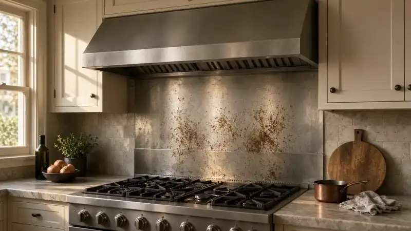 A Los Angeles kitchen range hood with baked-on grease — the kind of buildup a deep clean is for